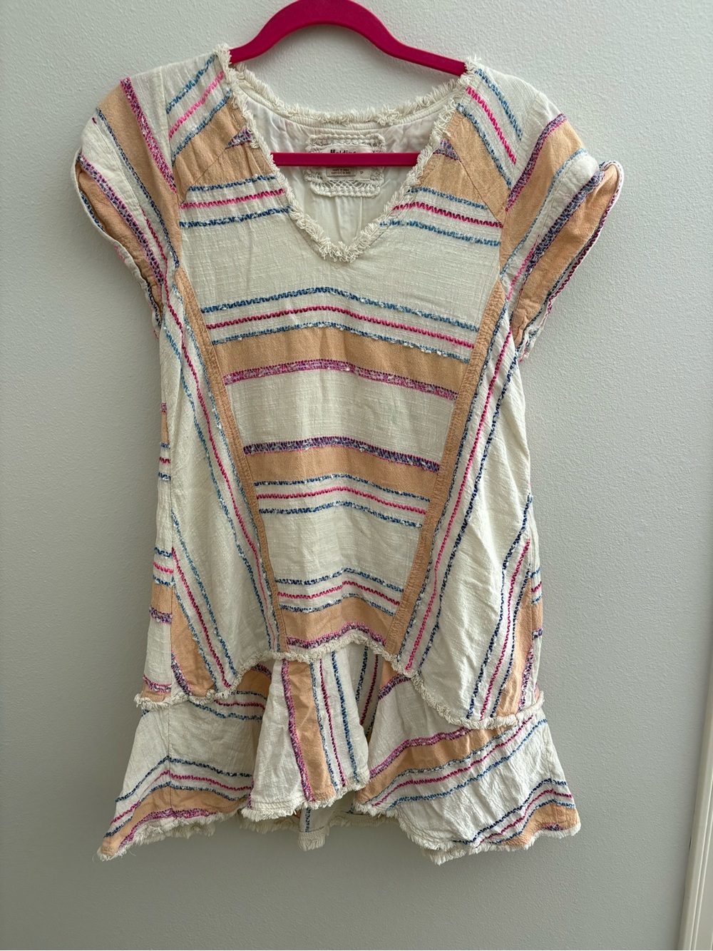 Women’s Cream Striped V-Neck Tunic Top